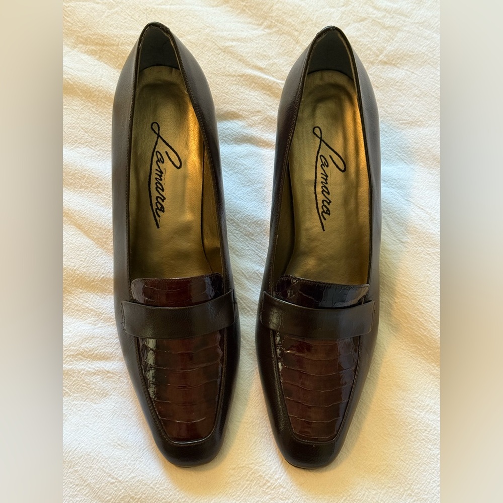 Brown Leather High Heel Shoes- New